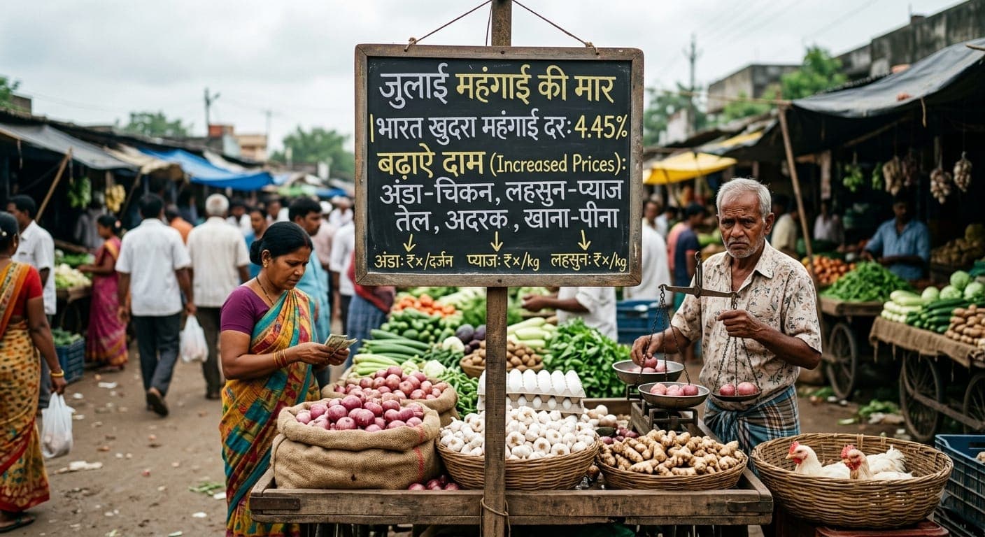 Chart showing India July Inflation Rate surge due to rising food prices and fuel costs