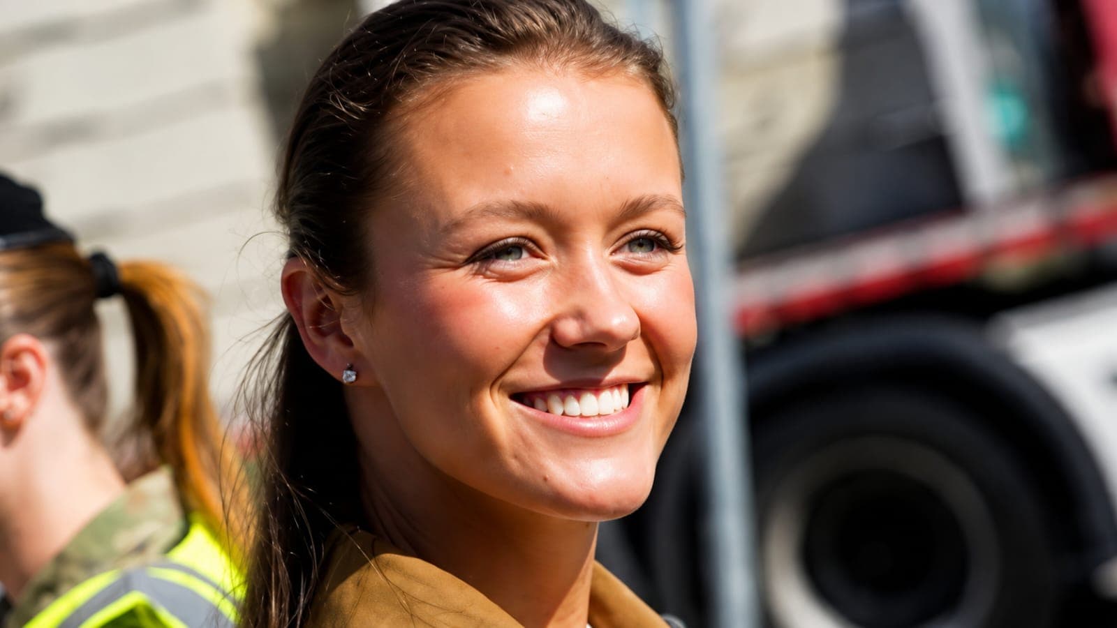 Princess Isabella of Denmark in military uniform arrives at Antvorskov Barracks to begin her 11-month service.