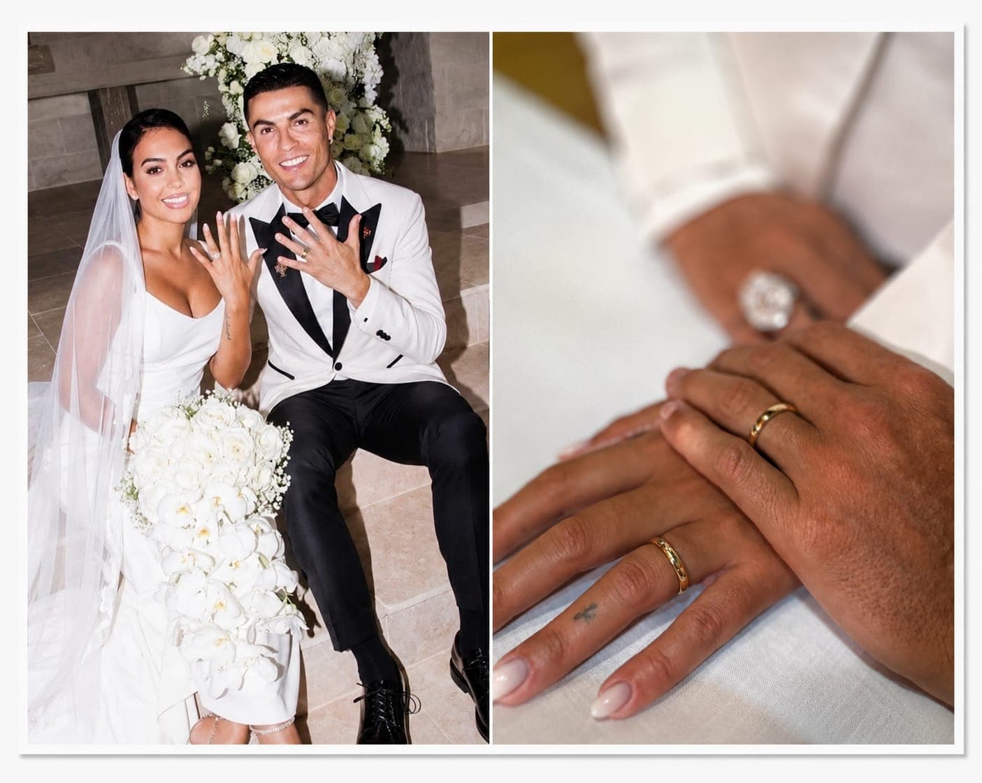 Cristiano Ronaldo Georgina Rodriguez Marriage photo showing wedding rings in Cascais Portugal