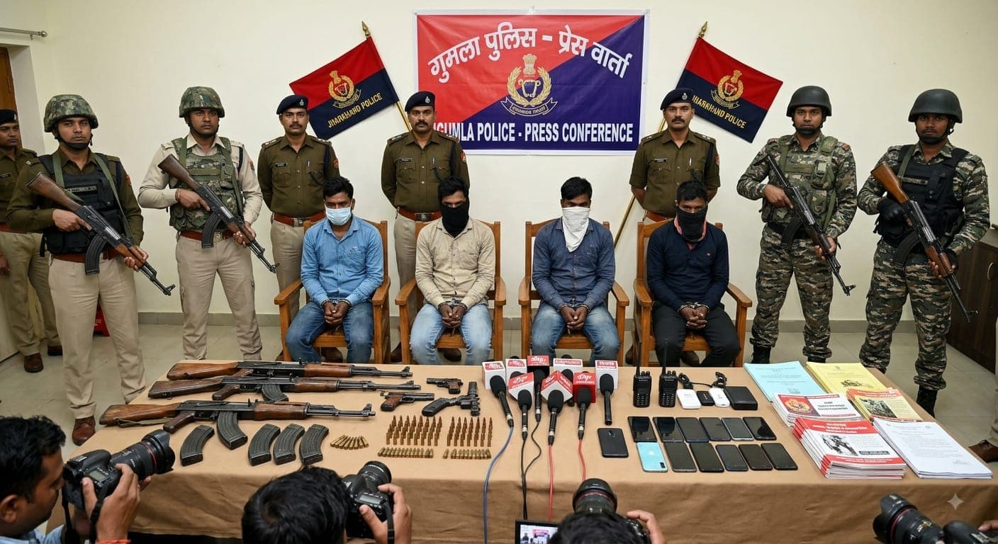 JJMP Commander Ramdev Lohra and associates arrested with arms by Gumla Police