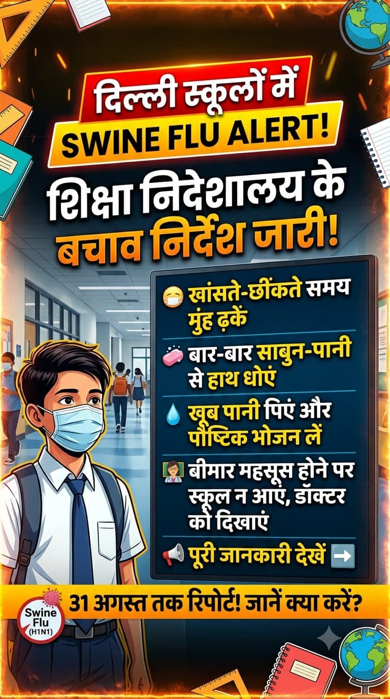 Students wearing masks in a classroom following the Delhi school swine flu alert guidelines